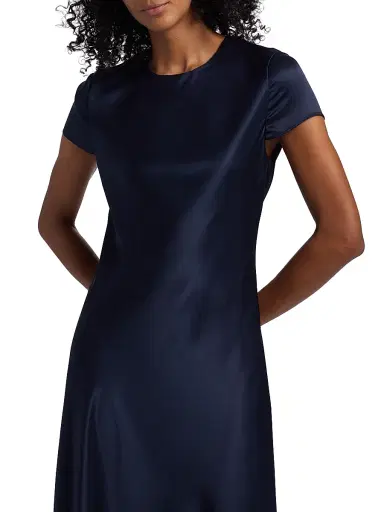 Toccin Women's Luciana Short-Sleeve Bias-Cut Satin Midi-Dress | Thumbnail 6 Toccin Women's Luciana Short-Sleeve Bias-Cut Satin Midi-Dress | Thumbnail 6