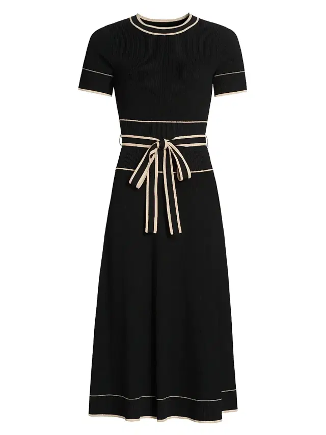 Shoshanna Women's Addison Belted Knit Dress - Jet Camel