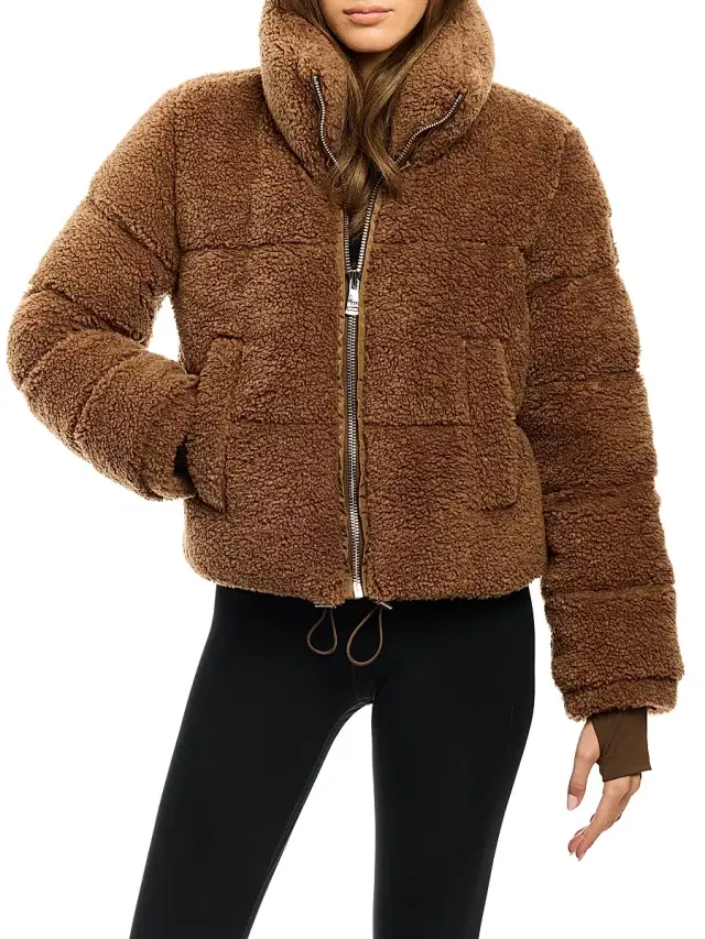 SAM. Women's Gemma Quilted Sherpa Puffer Jacket - Cappuccino