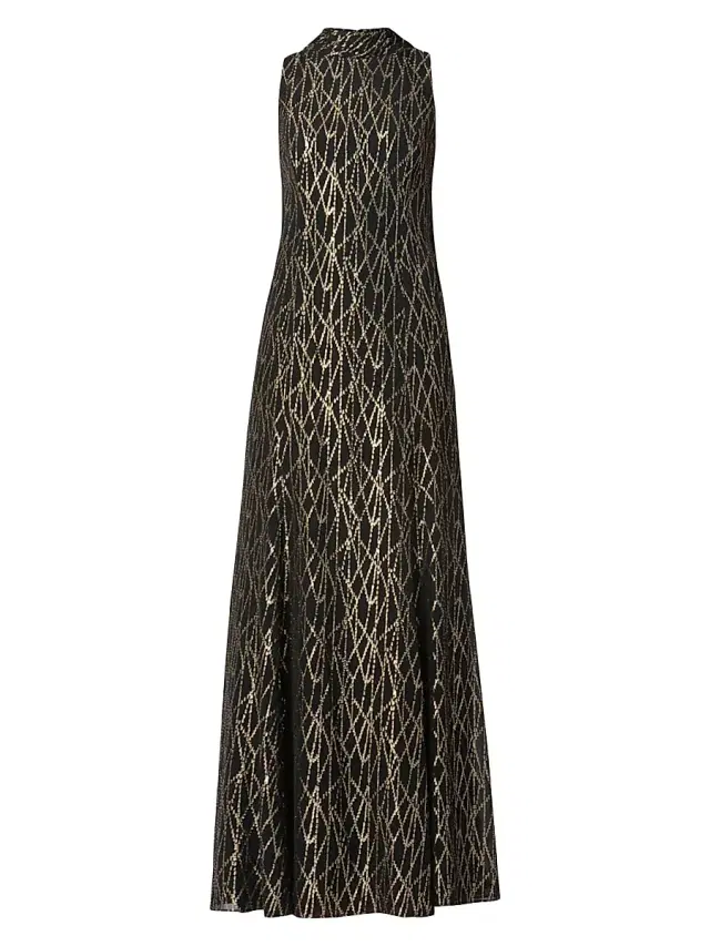 Shoshanna Women's Flora Metallic Maxi Dress - Jet Gold