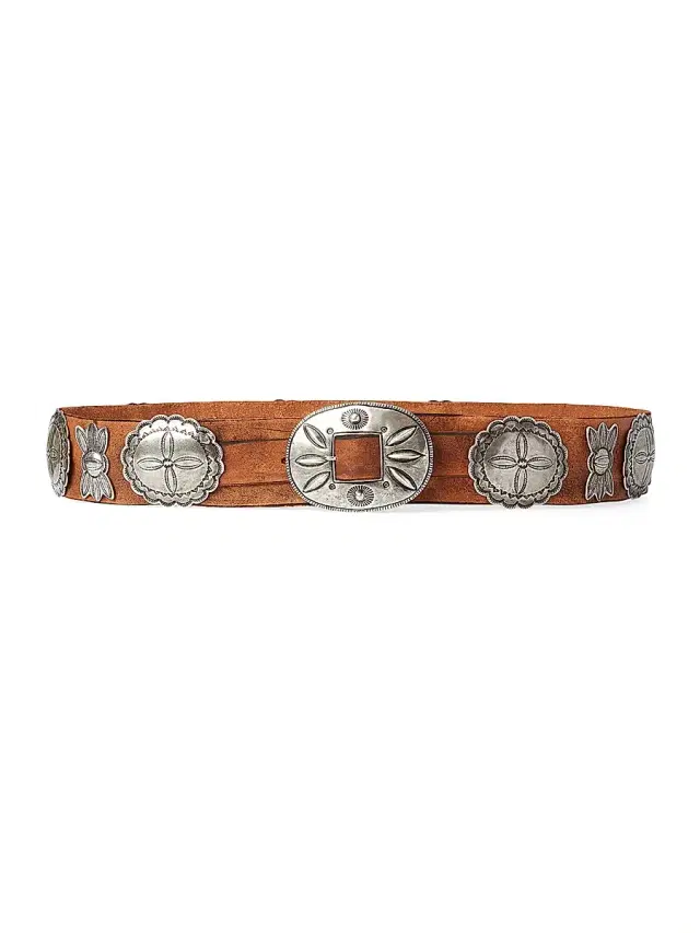 Ralph Lauren Collection Women's Casted Concho Leather Belt - Brown