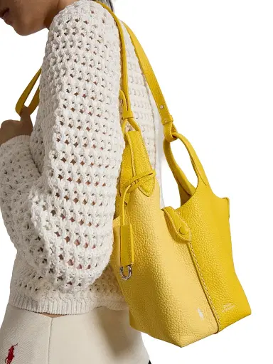 Polo Ralph Lauren Women's Polo Play Small Leather Tote Bag - Canary Yellow Lemon | Thumbnail 2