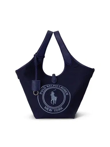 Polo Ralph Lauren Women's Polo Play Medium Logo Cotton Canvas Tote Bag - Newport Navy | Thumbnail 1