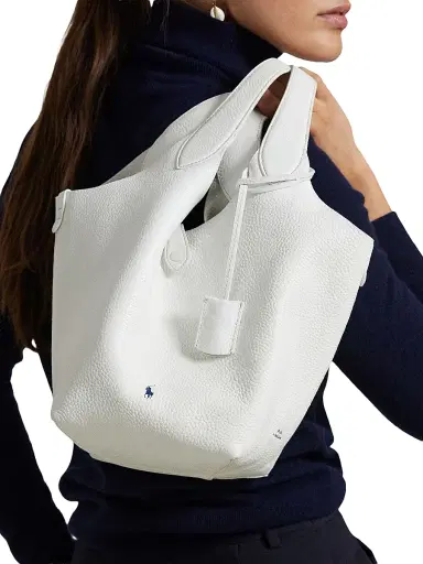Polo Ralph Lauren Women's Polo Play Medium Leather Tote Bag - Paper | Thumbnail 2