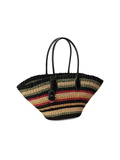 Polo Ralph Lauren Women's Bellport Striped Raffia Tote Bag | Thumbnail 4