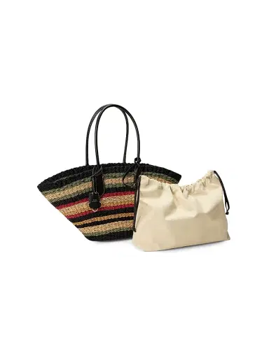 Polo Ralph Lauren Women's Bellport Striped Raffia Tote Bag | Thumbnail 5