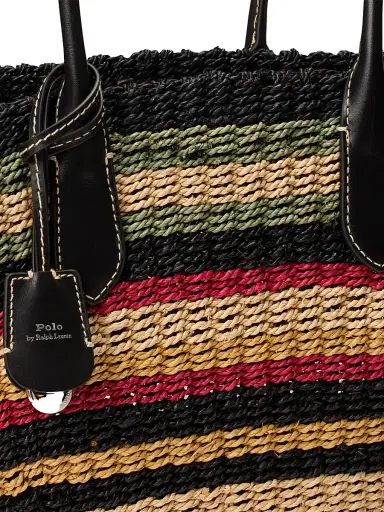 Polo Ralph Lauren Women's Bellport Striped Raffia Tote Bag | Thumbnail 8