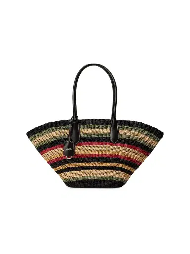 Polo Ralph Lauren Women's Bellport Striped Raffia Tote Bag | Thumbnail 1