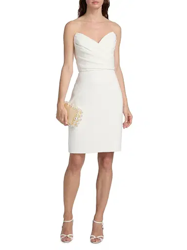 Amsale Women's Pleated Strapless Cocktail Dress - Silk White - Size 10 | Thumbnail 2 Amsale Women's Pleated Strapless Cocktail Dress - Silk White - Size 10 | Thumbnail 2