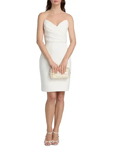 Amsale Women's Pleated Strapless Cocktail Dress - Silk White - Size 10 | Thumbnail 3 Amsale Women's Pleated Strapless Cocktail Dress - Silk White - Size 10 | Thumbnail 3