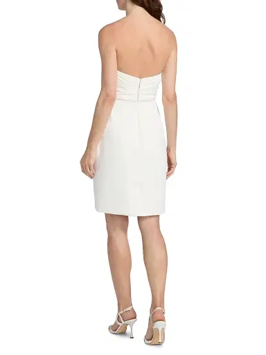 Amsale Women's Pleated Strapless Cocktail Dress - Silk White - Size 10 | Thumbnail 5 Amsale Women's Pleated Strapless Cocktail Dress - Silk White - Size 10 | Thumbnail 5