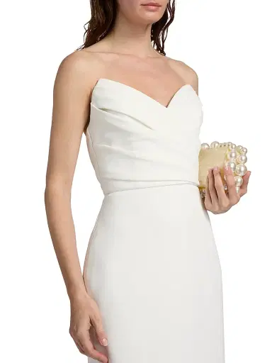 Amsale Women's Pleated Strapless Cocktail Dress - Silk White - Size 10 | Thumbnail 6 Amsale Women's Pleated Strapless Cocktail Dress - Silk White - Size 10 | Thumbnail 6