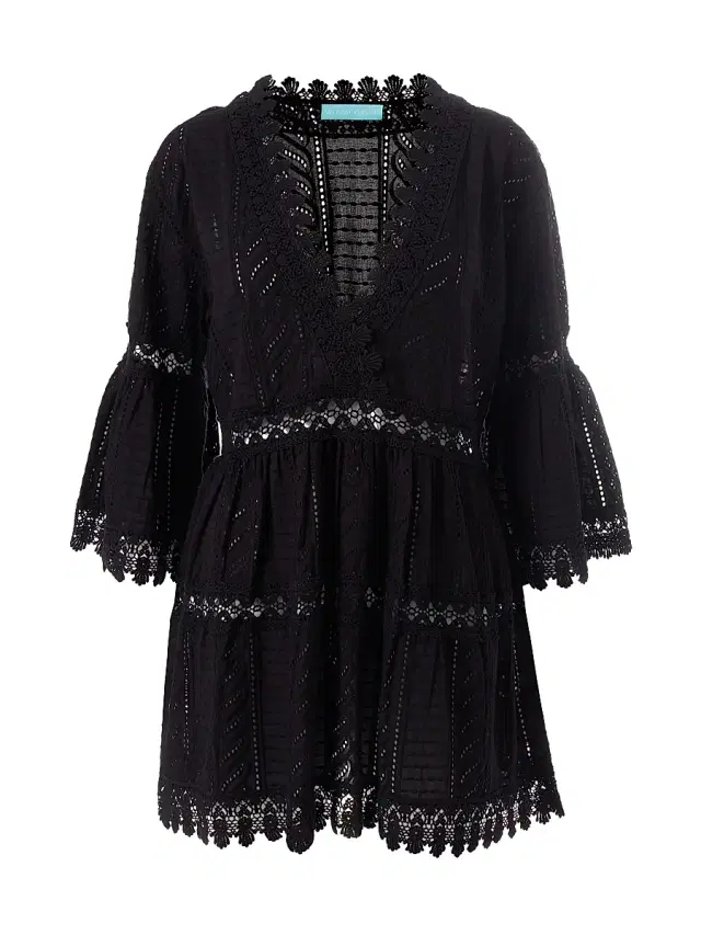 Melissa Odabash Women's Victoria Broderie Anglaise Tiered Minidress - Black