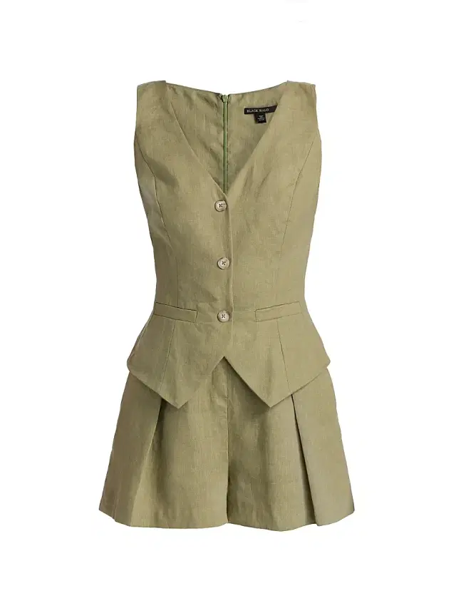 Black Halo Women's Matias Linen Romper - Cypress