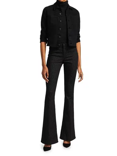 L'Agence Women's Janelle Slim-Fit Raw-Hem Denim Jacket - Saturated Black - Size Large | Thumbnail 2 L'Agence Women's Janelle Slim-Fit Raw-Hem Denim Jacket - Saturated Black - Size Large | Thumbnail 2