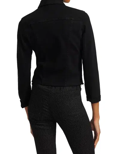 L'Agence Women's Janelle Slim-Fit Raw-Hem Denim Jacket - Saturated Black - Size Large | Thumbnail 5 L'Agence Women's Janelle Slim-Fit Raw-Hem Denim Jacket - Saturated Black - Size Large | Thumbnail 5