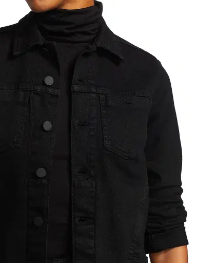 L'Agence Women's Janelle Slim-Fit Raw-Hem Denim Jacket - Saturated Black - Size Large | Thumbnail 6 L'Agence Women's Janelle Slim-Fit Raw-Hem Denim Jacket - Saturated Black - Size Large | Thumbnail 6