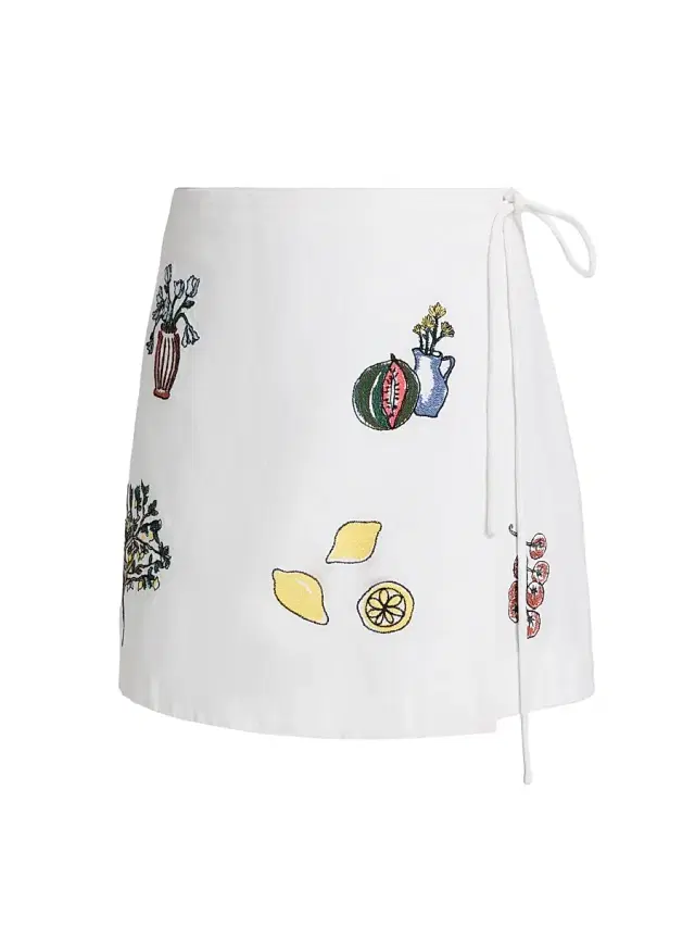 Tanya Taylor Women's Agnes Cotton Mini Wrap Skirt - Optic White