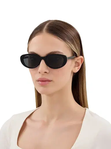 Saint Laurent Women's 55MM Oval Sunglasses - Black | Thumbnail 2