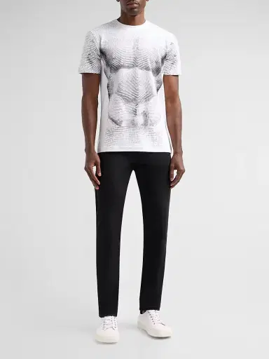 MOSCHINO Men's Abstract Print Cotton T-Shirt - White - Size Medium | Thumbnail 2 MOSCHINO Men's Abstract Print Cotton T-Shirt - White - Size Medium | Thumbnail 2