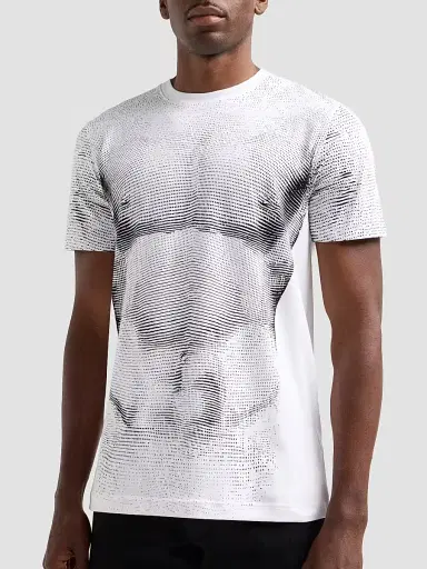 MOSCHINO Men's Abstract Print Cotton T-Shirt - White - Size Medium | Thumbnail 5 MOSCHINO Men's Abstract Print Cotton T-Shirt - White - Size Medium | Thumbnail 5