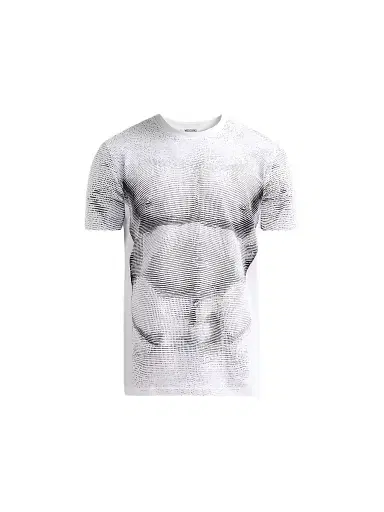 MOSCHINO Men's Abstract Print Cotton T-Shirt - White - Size Medium | Thumbnail 1 MOSCHINO Men's Abstract Print Cotton T-Shirt - White - Size Medium | Thumbnail 1
