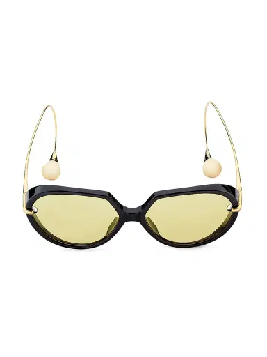 Bottega Veneta Women's Drop 60MM Round Oversized Sunglasses - Black | Thumbnail 2