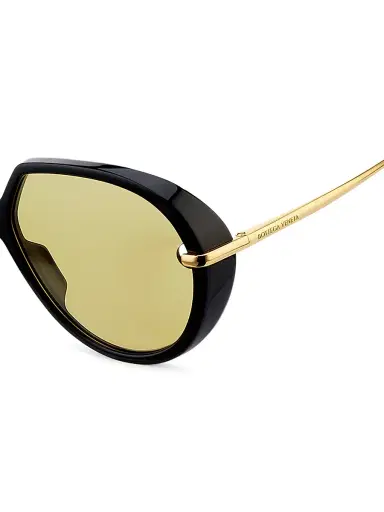 Bottega Veneta Women's Drop 60MM Round Oversized Sunglasses - Black | Thumbnail 3