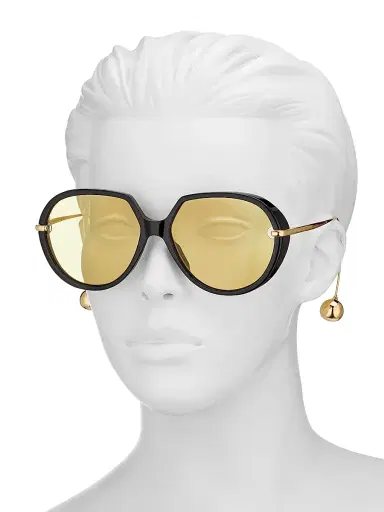 Bottega Veneta Women's Drop 60MM Round Oversized Sunglasses - Black | Thumbnail 4