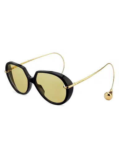 Bottega Veneta Women's Drop 60MM Round Oversized Sunglasses - Black | Thumbnail 1