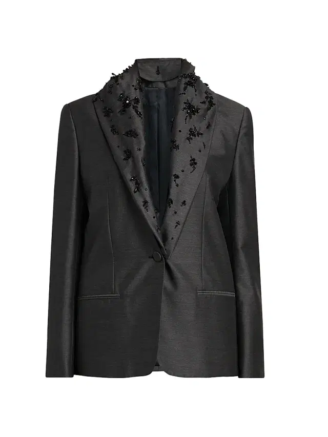 Alberta Ferretti Women's Embellished Wool-Silk Jacket - Multi Gray