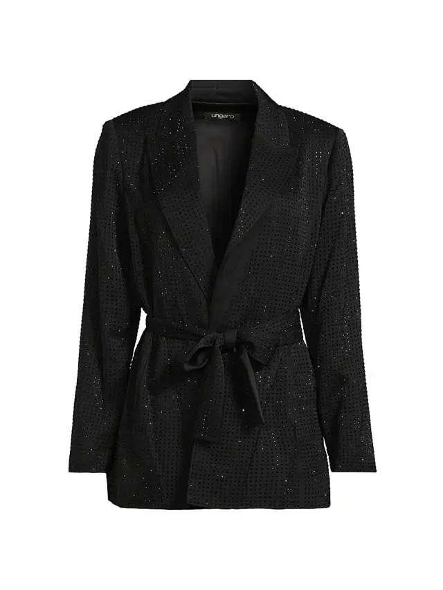 Ungaro Women's Willow Hotfix Stretch-Silk Self-Tie Jacket - Black