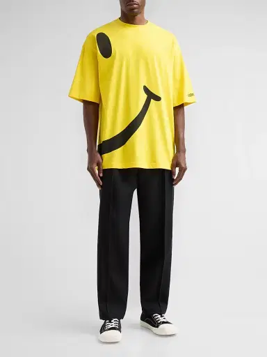 Moschino Men's Smiley Graphic Cotton Jersey T-Shirt - Yellow | Thumbnail 2 Moschino Men's Smiley Graphic Cotton Jersey T-Shirt - Yellow | Thumbnail 2