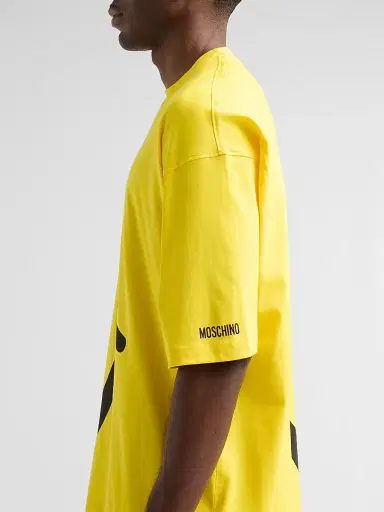 Moschino Men's Smiley Graphic Cotton Jersey T-Shirt - Yellow | Thumbnail 5 Moschino Men's Smiley Graphic Cotton Jersey T-Shirt - Yellow | Thumbnail 5