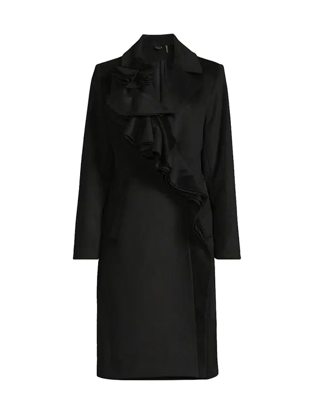 Kobi Halperin Women's Alora Brushed Wool Ruffle Coat - Black