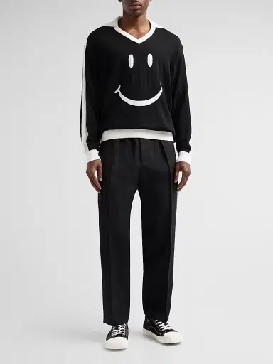 Moschino Men's Smiley Knitted Wool Sweater - Black | Thumbnail 2