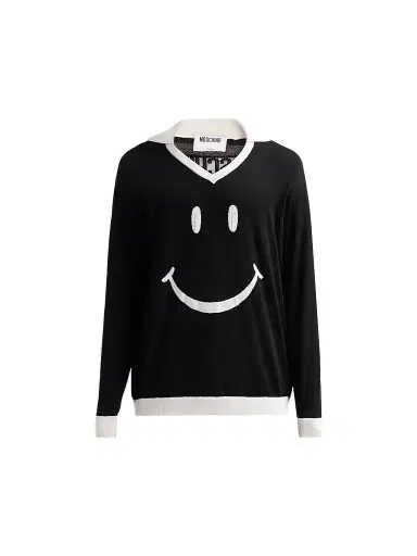 Moschino Men's Smiley Knitted Wool Sweater - Black | Thumbnail 1