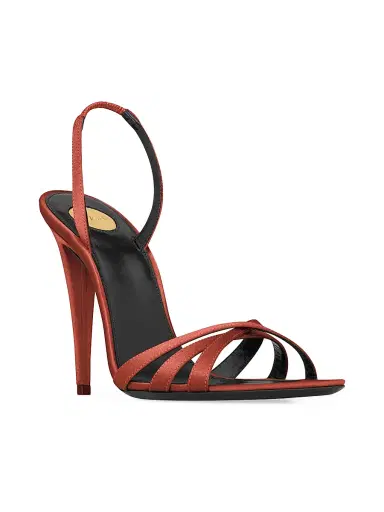 Saint Laurent Women's Kate Sandals in Satin Crepe - Dark Ruggine | Thumbnail 2