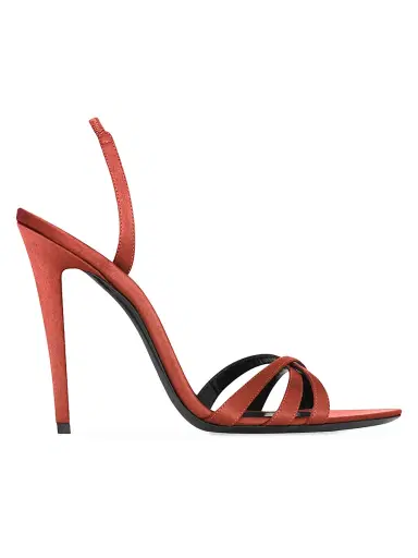 Saint Laurent Women's Kate Sandals in Satin Crepe - Dark Ruggine | Thumbnail 1
