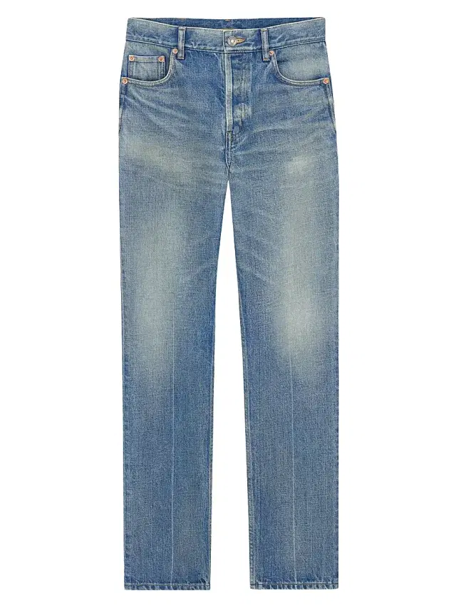 Saint Laurent Women's 90's Mid-Rise Straight Jeans - Authentic Medium Blue