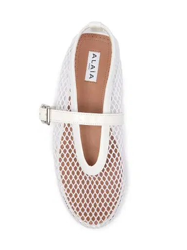 Alaïa Women's Ballerina Strap Fishnet Flats | Thumbnail 4
