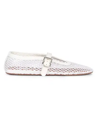 Alaïa Women's Ballerina Strap Fishnet Flats | Thumbnail 1