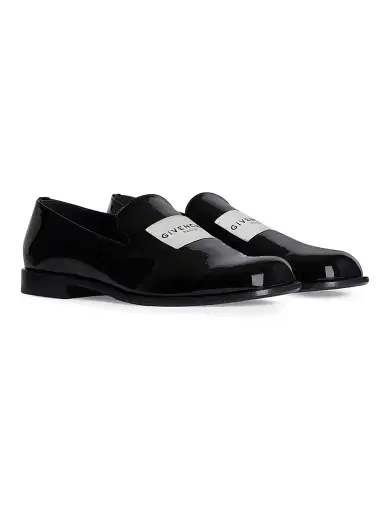 Givenchy Men's Label Loafers in Patent Leather - Black | Thumbnail 2