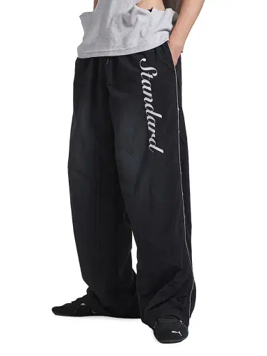 Balenciaga Men's Standard Script Tracksuit Pants in Technical Fabric - Black | Thumbnail 2 Balenciaga Men's Standard Script Tracksuit Pants in Technical Fabric - Black | Thumbnail 2