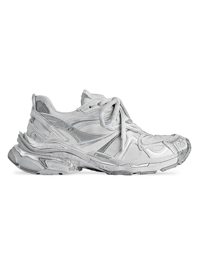 Balenciaga Men's Runner 2.0 Low-Top Sneakers - Grey Silver