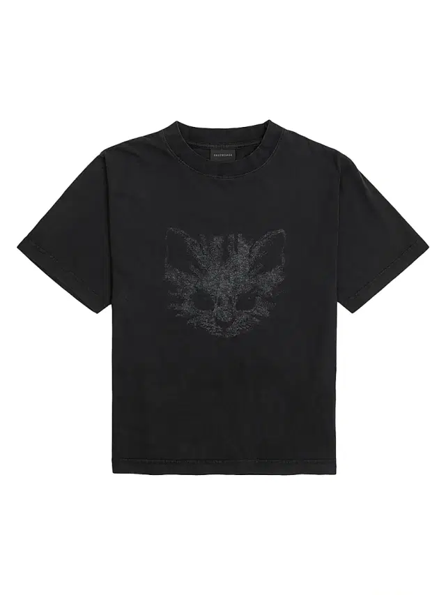 Balenciaga Women's Kittycat Medium Fit T-Shirt - Faded Black