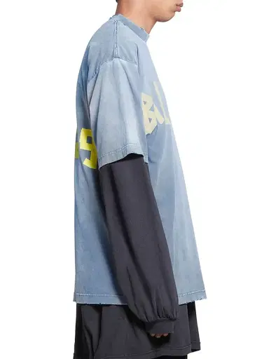 Balenciaga Women's Tape Type T-Shirt Medium Fit - Faded Blue - Size XL | Thumbnail 4
