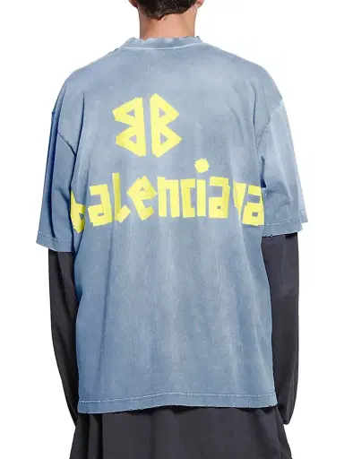 Balenciaga Women's Tape Type T-Shirt Medium Fit - Faded Blue - Size XL | Thumbnail 5