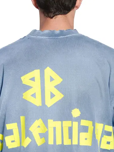 Balenciaga Women's Tape Type T-Shirt Medium Fit - Faded Blue - Size XL | Thumbnail 6