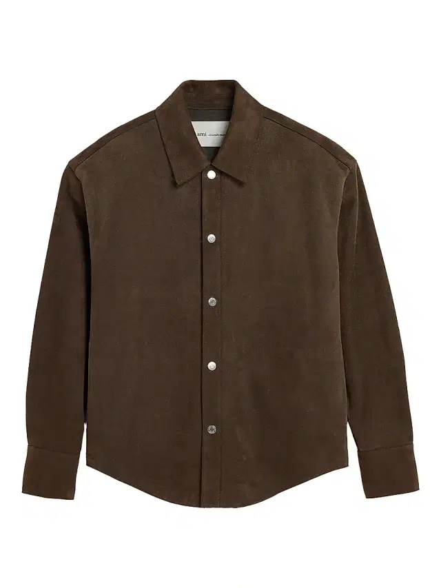Men's Suede Button-Front Overshirt - Chocolate